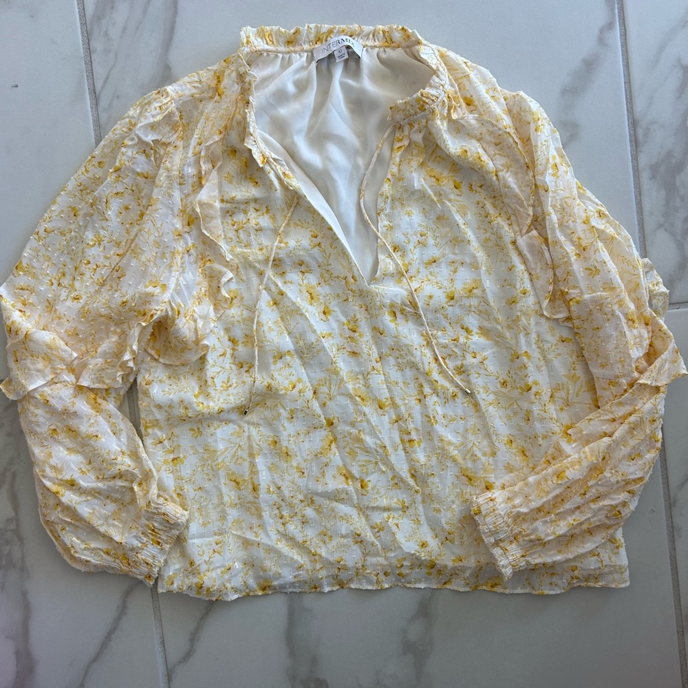 INTERMIX Yellow Floral Blouse
